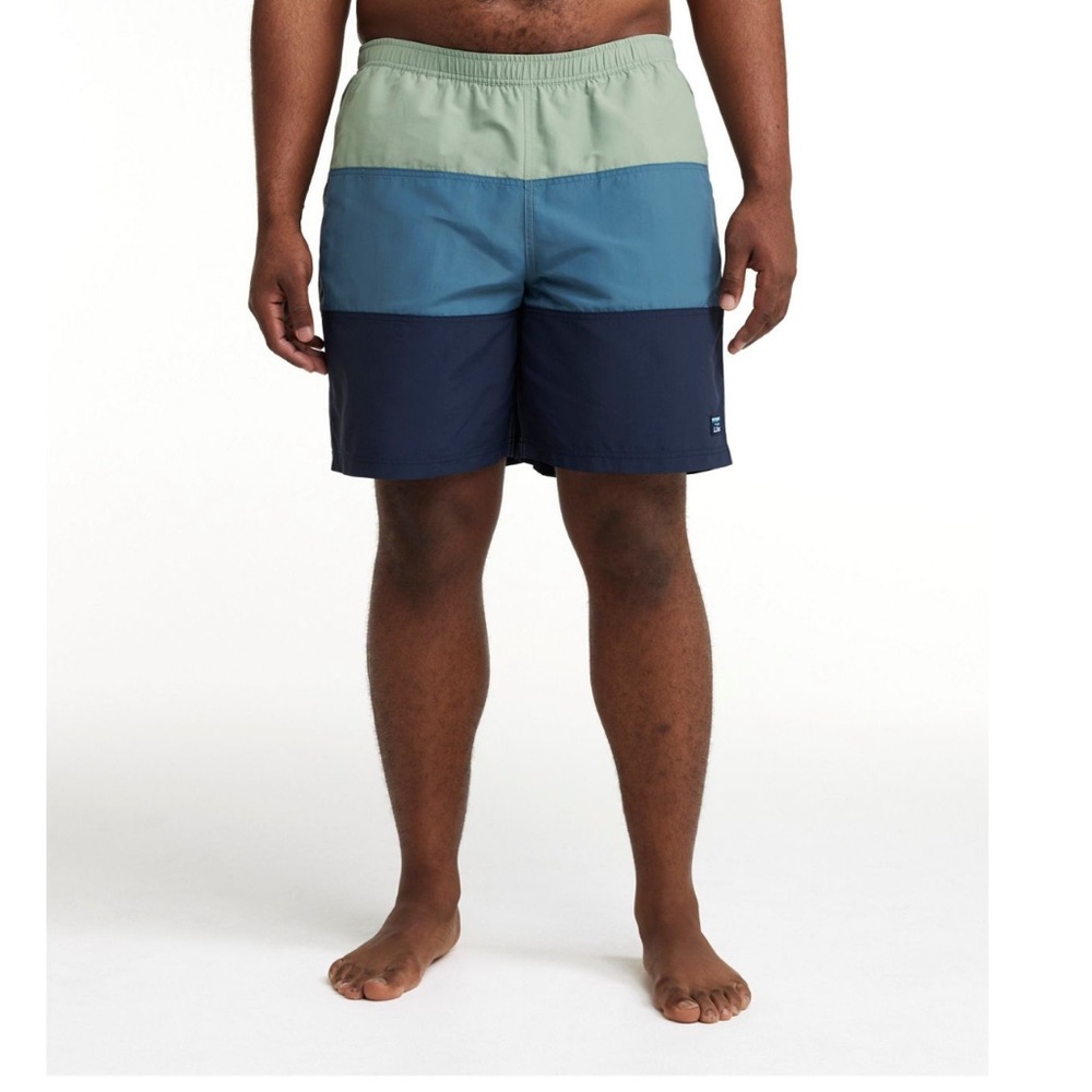 LL Bean Swim Trunks Men's L Colorblock Classic Supplex Sport Shorts Lined 509470